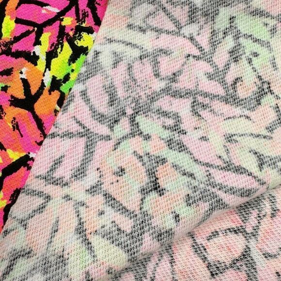 1 Yard Vintage 90s Neon Abstract Print Sweatshirt Fleece Fabric Barbiecore - Picture 4 of 8